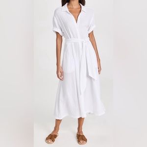 XIRENA White Gauze Cailyn Dress with Belt